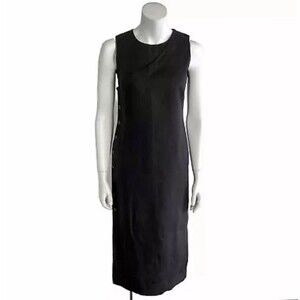 100% Irish Linen Talbots Dress Black Casual Career Sheath 4P